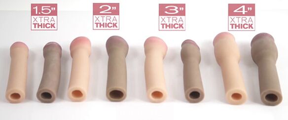 Anexos de diferentes tamaños que permiten cambiar o tamaño do pene de forma rápida e sinxela